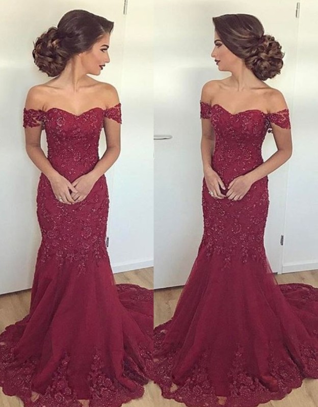 Forme Sirène/Trompette Epaules nues alayage/Pinceau train Elégant & Luxueux Robe de soirée