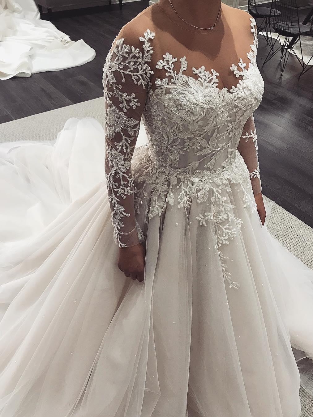 Robe de mariée princesse tulle chic avec appliques | Robe de mariage princesse longue élégante