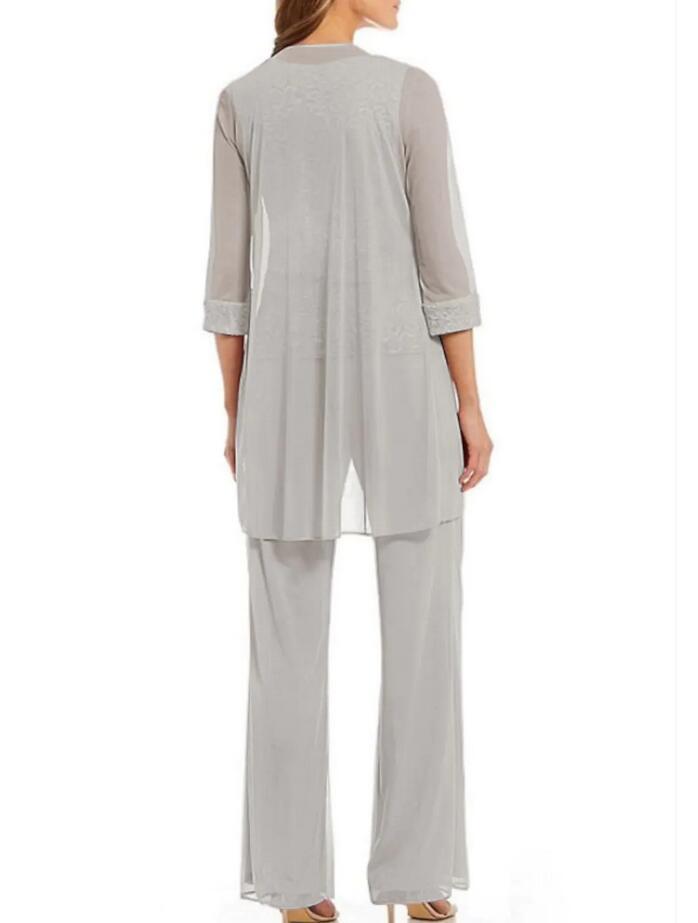Pantalon mère de la mariée argenté avec veste | Robes Mère de la Mariée pas cher en ligne
