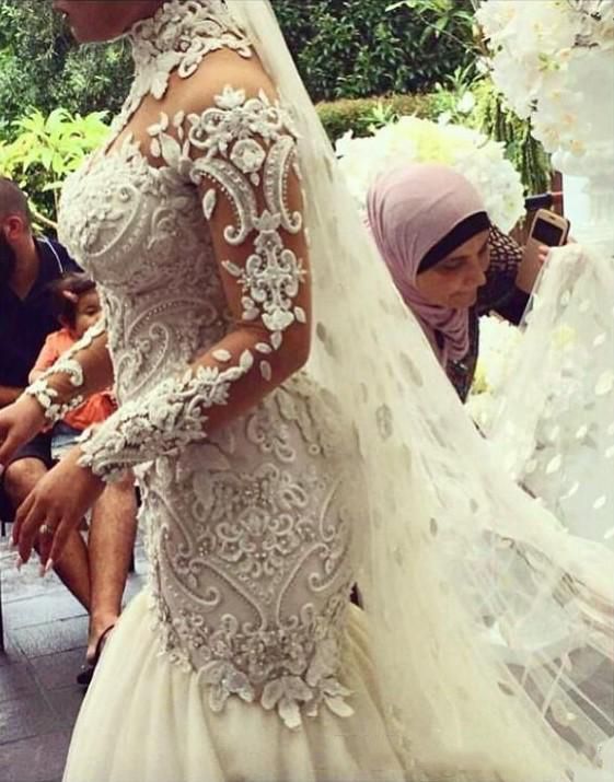 robes de mariée de luxe avec manches | robes de mariée sirène dentelle