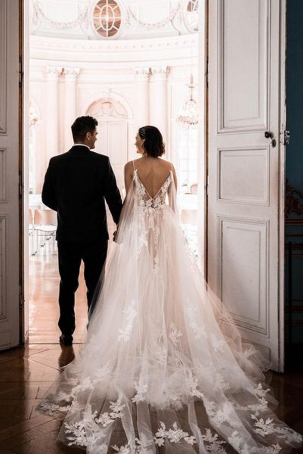 élégantes robes de mariée ligne A | robes de mariée avec dentelle