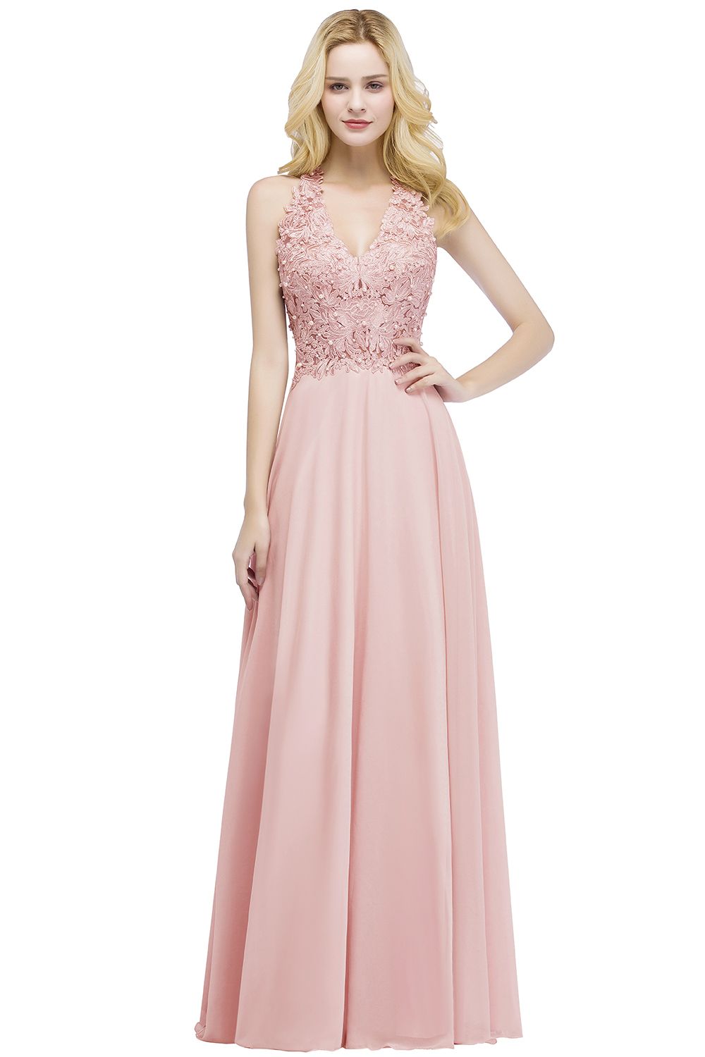 Schlichtes Abendkleid Lang Rosa | Abendmoden Online
