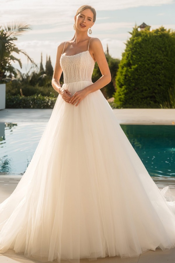 Exclusive Brautkleider A Linie T��ll Hochzeitskleider mit Glitzer