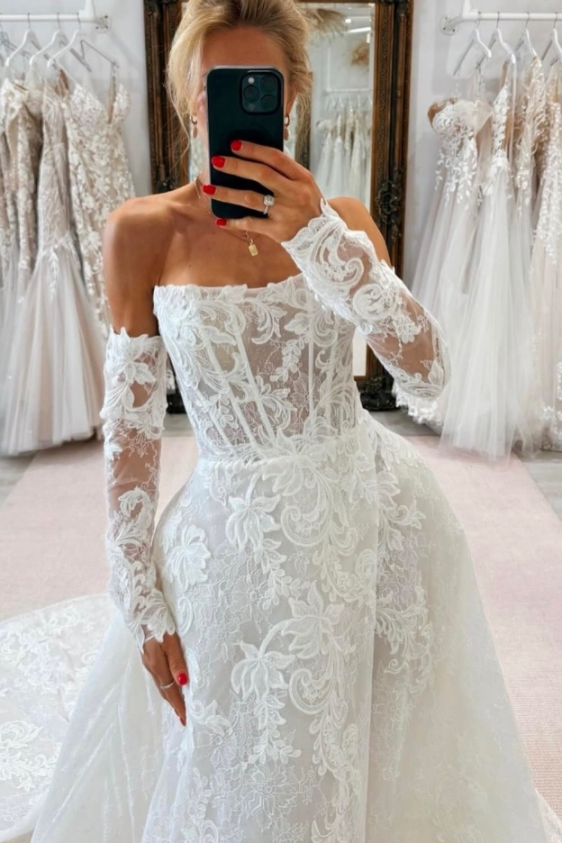 Nouvelles robes de mariée en ligne A Robes de mariée en dentelle pas chères en ligne
