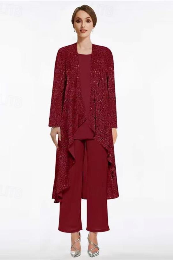 Tailleur-pantalon argenté pour mère de la mariée, tailleur-pantalon formel long