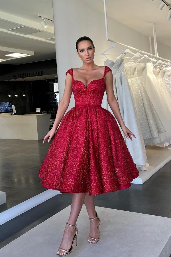 Elegante Cocktailkleider Kurz Weinrot Partykleider Abiballkleider Glittzer