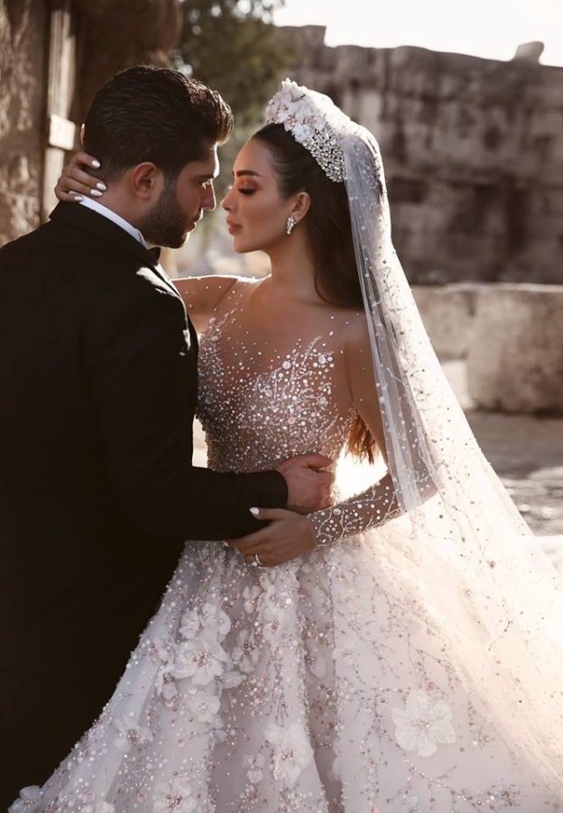 Robe de mariée princesse avec fleurs longue élégante luxueuse | robe de mariage élégante de luxe WD0911