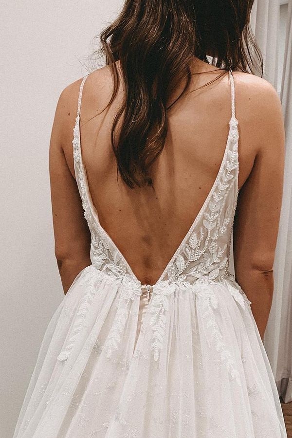 Robes de mariée en dentelle simples | Robes de mariée Boho ligne A