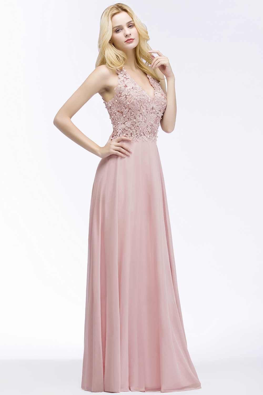 Schlichtes Abendkleid Lang Rosa | Abendmoden Online