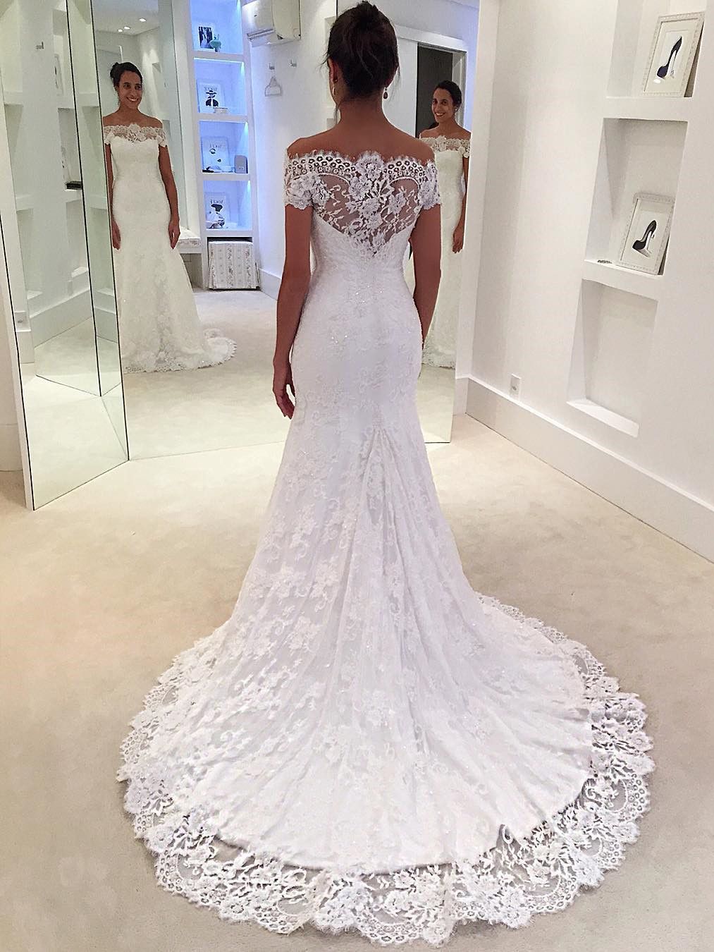 Robe de mariée sirène épaules nues | Robe de mariage trompette dentelle chic