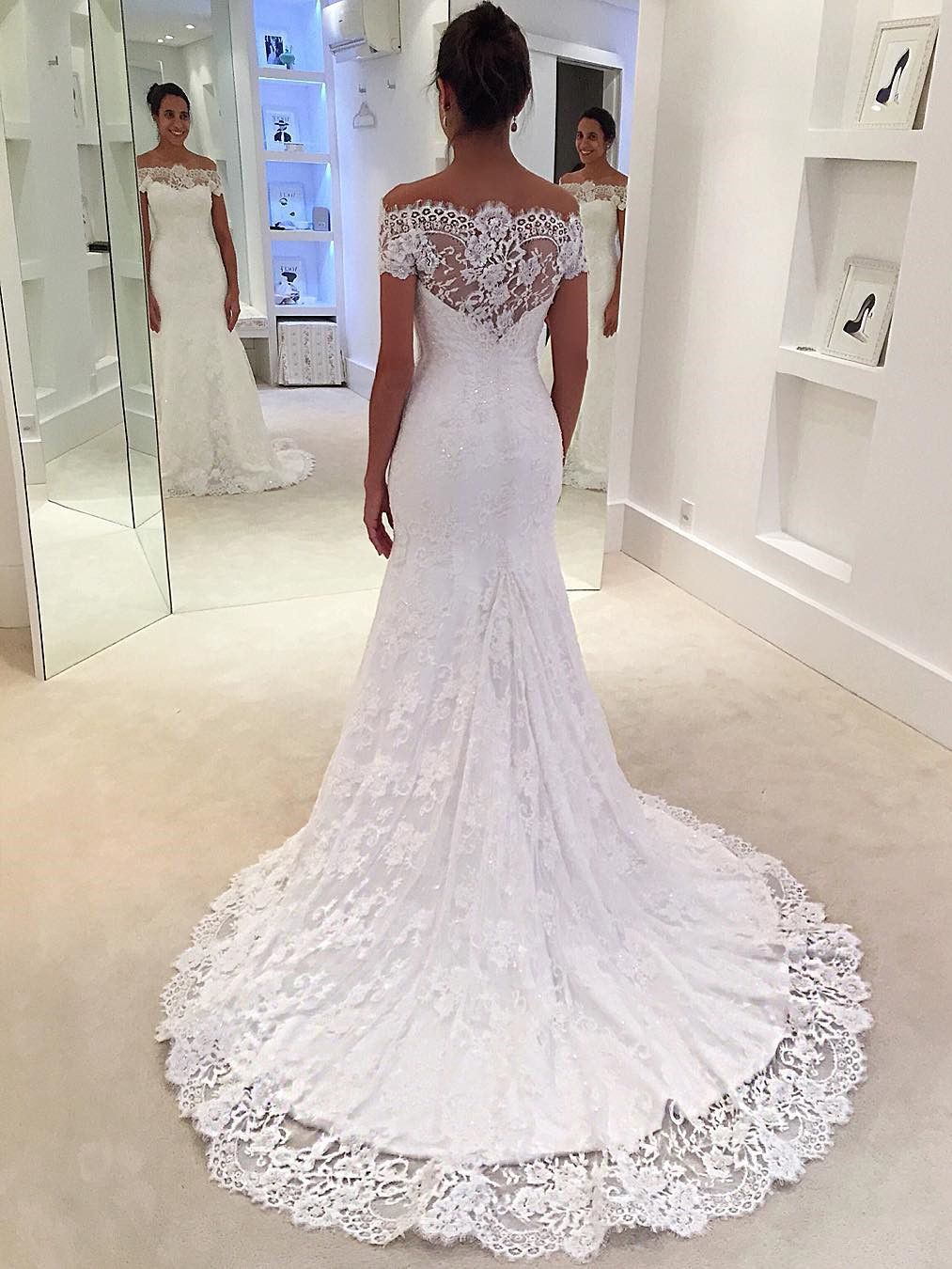 Robe de mariée sirène épaules nues | Robe de mariage trompette dentelle chic