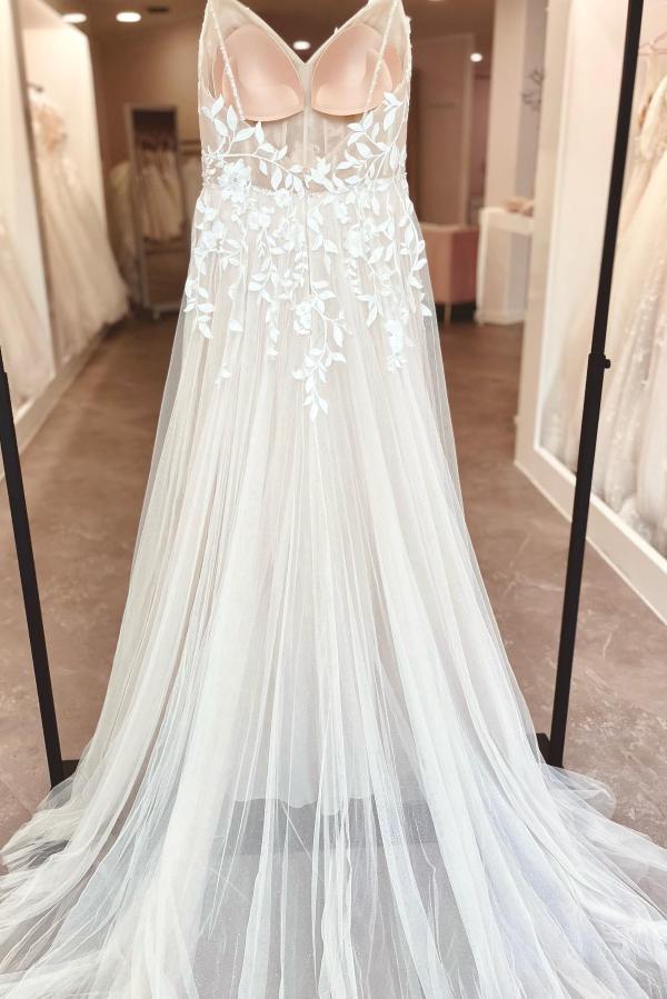 Robe de mariée simple blanche avec dentelle bon marché