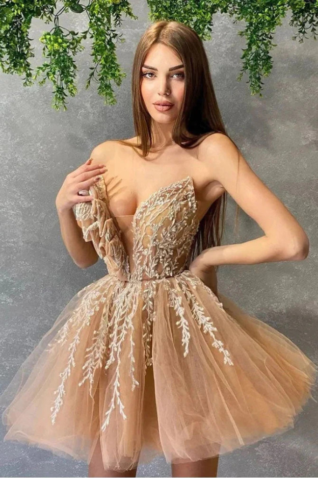 Robe de soirée courte | Robe de bal avec appliques pas cher