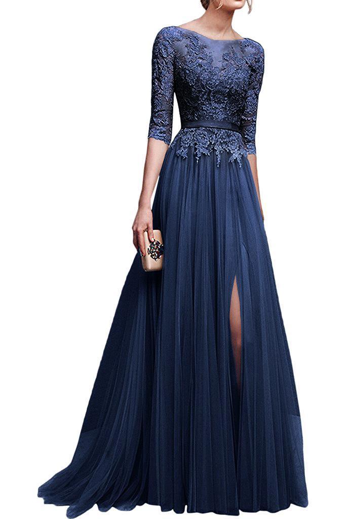 Forme Princesse alayage/Pinceau train Col bateau Tulle Robes de bal avec Dentelle