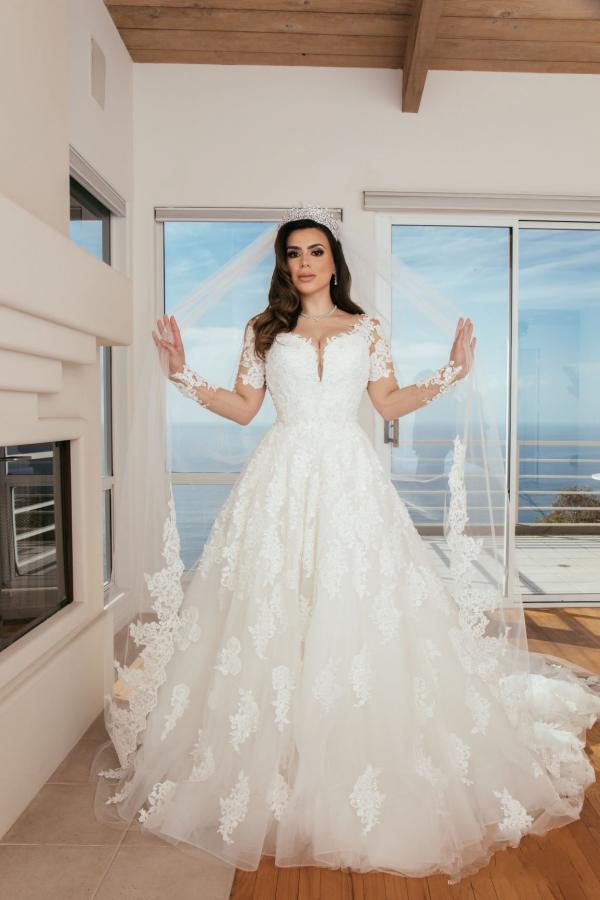Robe de mariée 2024 dentelles avec manches bonne qualité