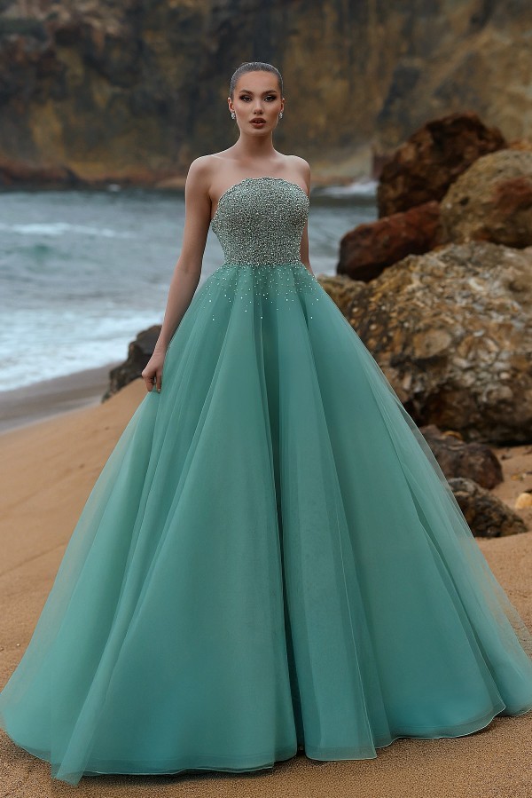 Türkische Abendkleider Lang Glitzer Tüll Ballkleider Abiballkleider Online