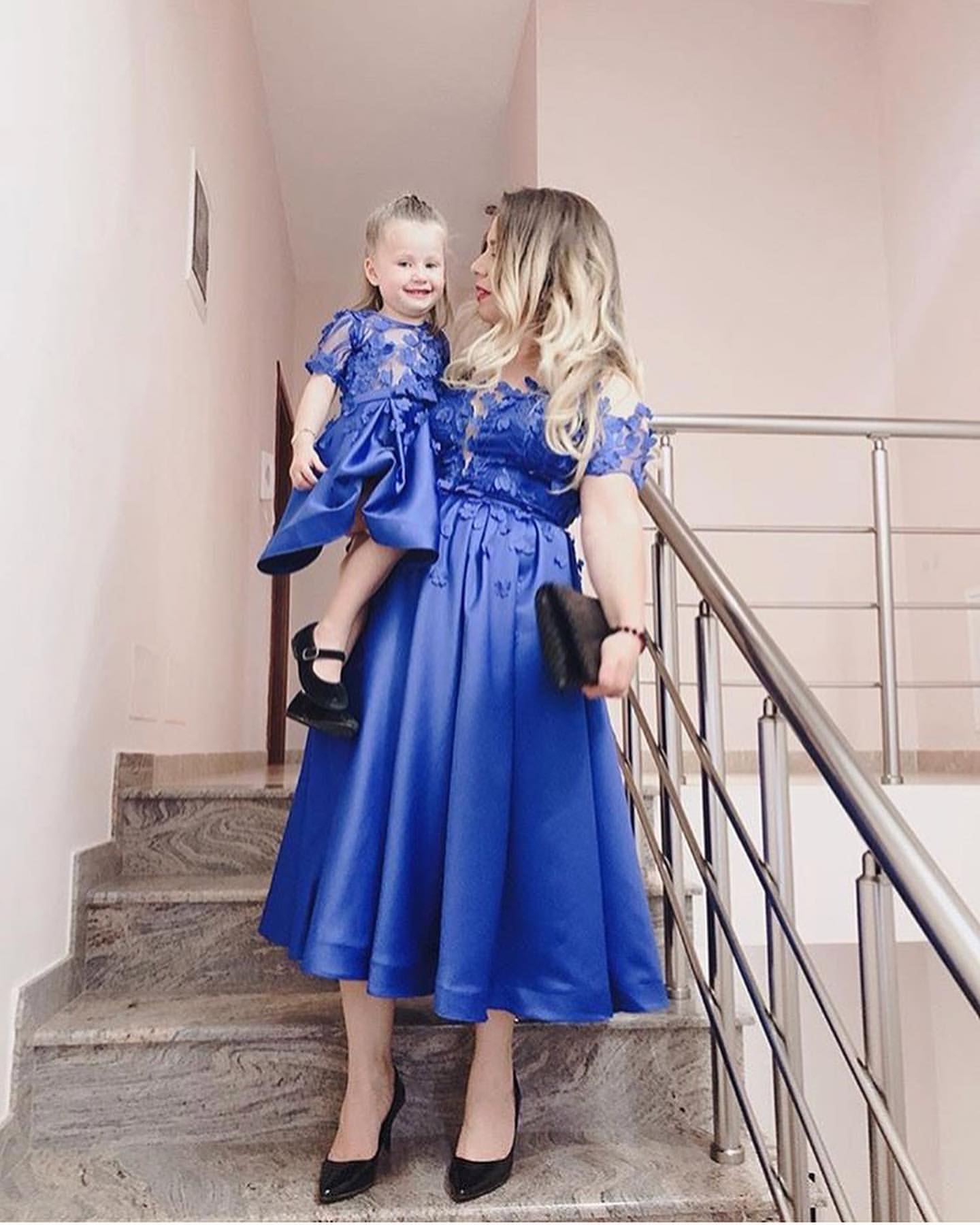 Robes de soirée bleues Robes de cocktail Courtes | Robes Mère Enfants en ligne