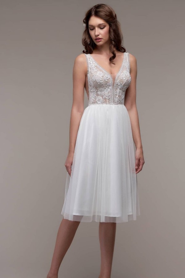 Robe de mariée simple pas cher | Robe de mariée de plage avec dentelle