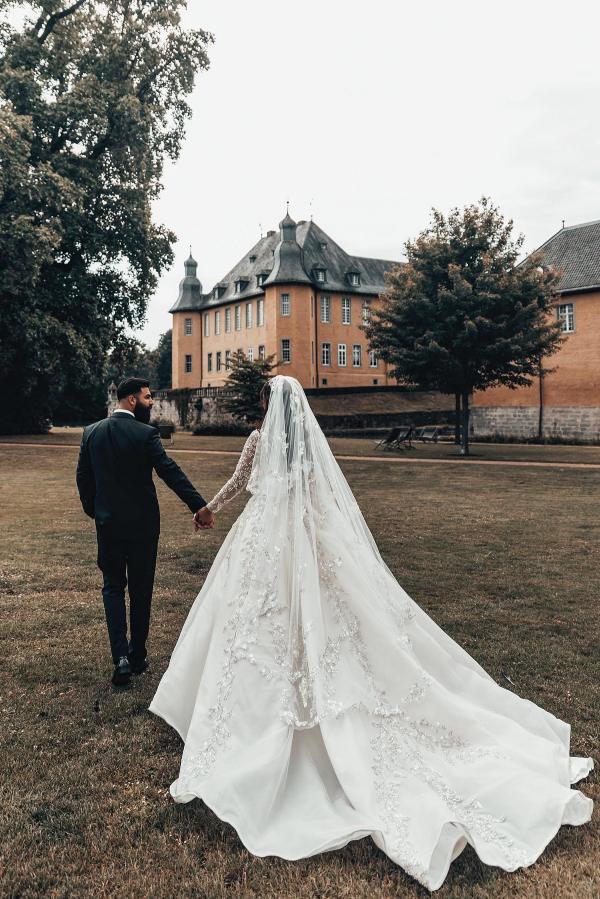 Belles robes de mariée à manches | Robes de mariée paillettes dentelle