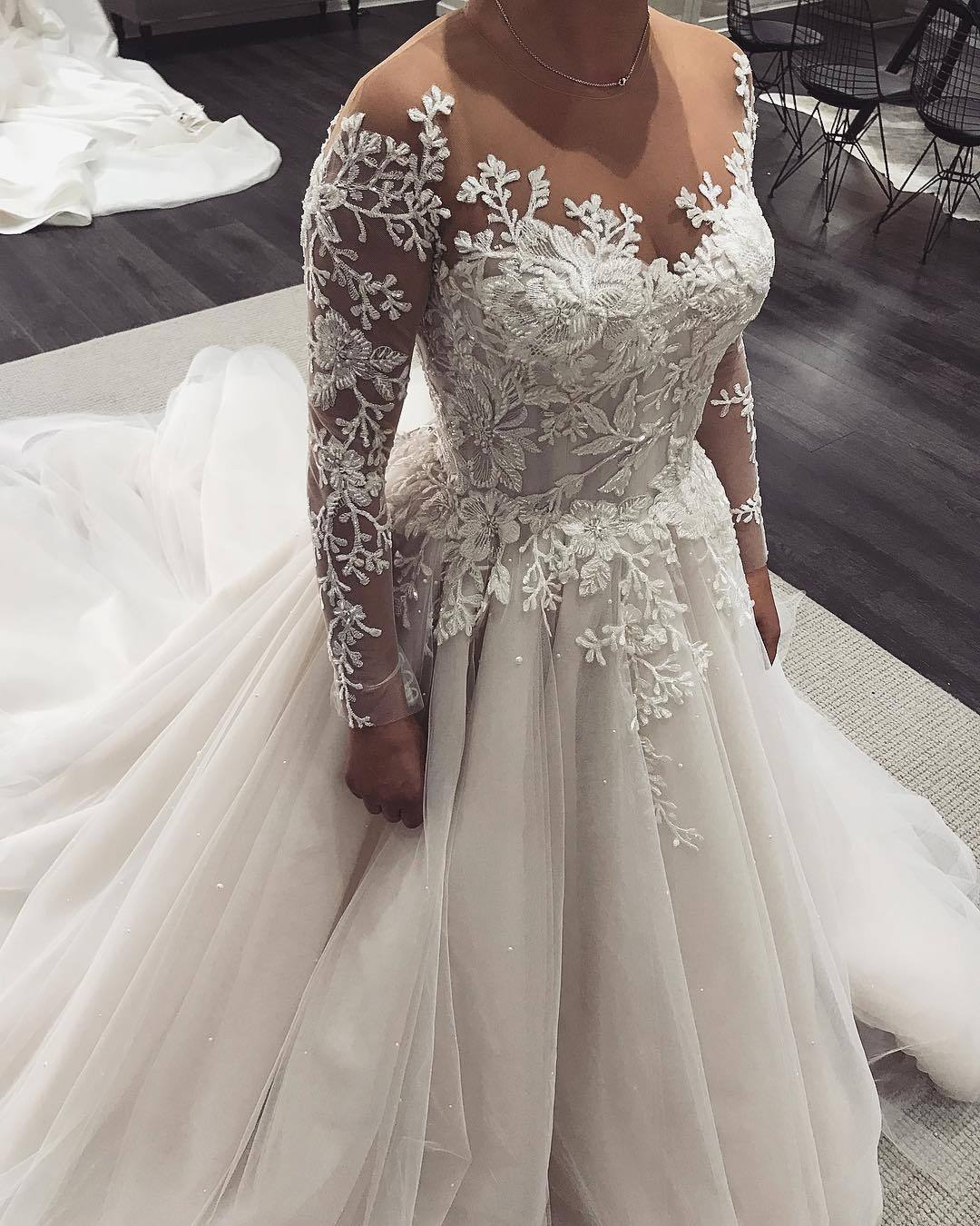 Robe de mariée princesse tulle chic avec appliques | Robe de mariage princesse longue élégante