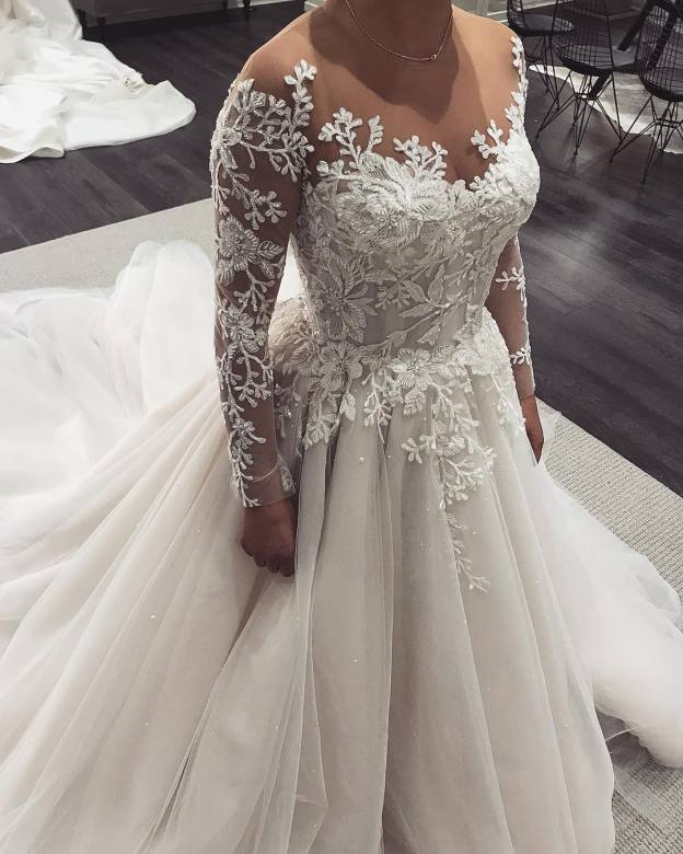 Robe de mariée princesse tulle chic avec appliques | Robe de mariage princesse longue élégante