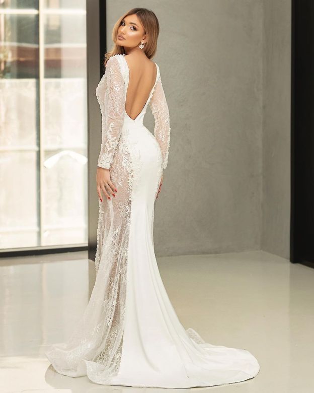 Belles robes de mariée en dentelle de sirène | Robes de mariée à manches