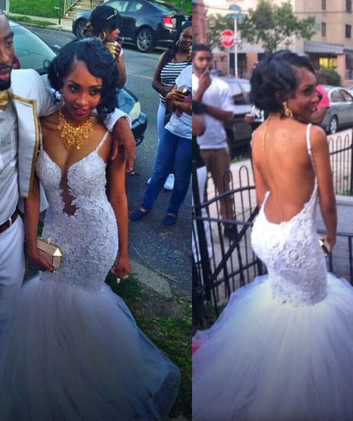 Forme Sirène/Trompette Longueur ras du sol Bretelles spaghetti Tulle Nouveau Robes de mariée sirène avec Dentelle