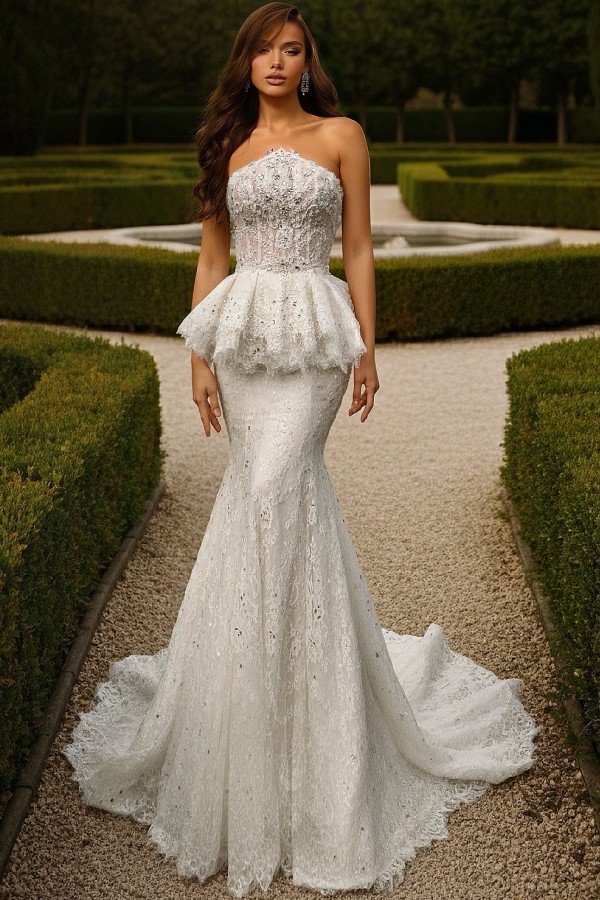 2026 Hochzeitskleider Meerjungfrau Spitze Brautkleider Glitzer