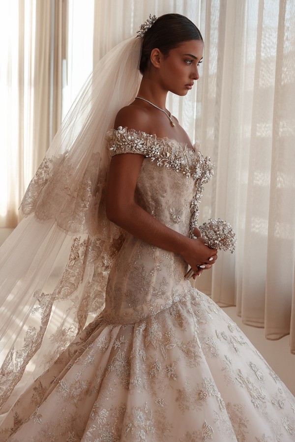 Extravagante Hochzeitskleider Spitze Meerjungfrau Stil Brautkleider Mit Glitzer