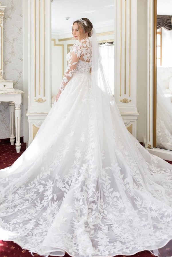Fashion Spitze Hochzeitskleider A Linie Brautkleider Mit Ärmel