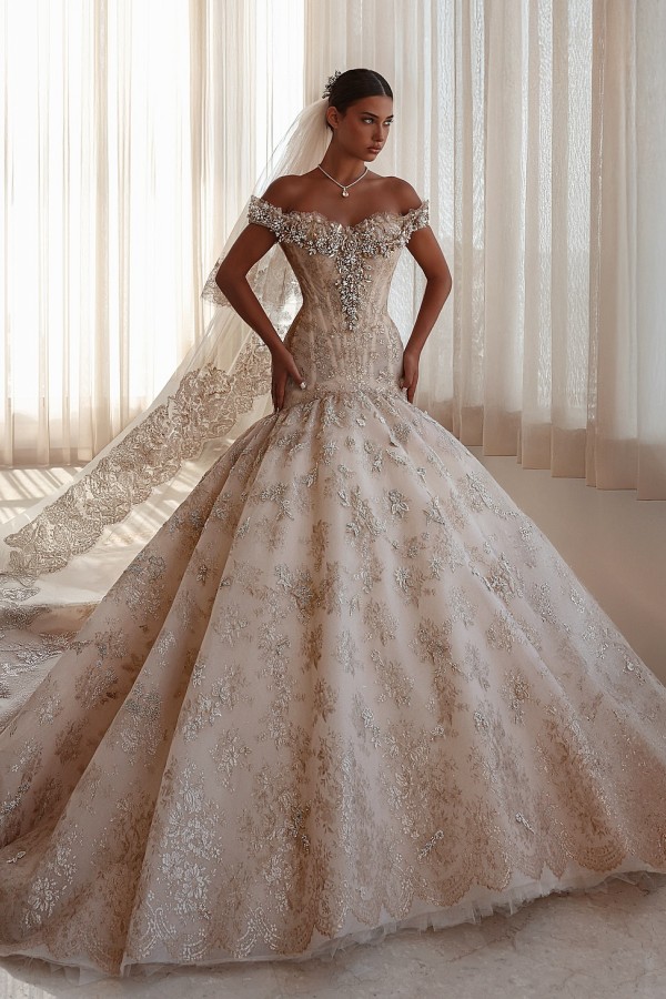 Extravagante Hochzeitskleider Spitze Meerjungfrau Stil Brautkleider Mit Glitzer