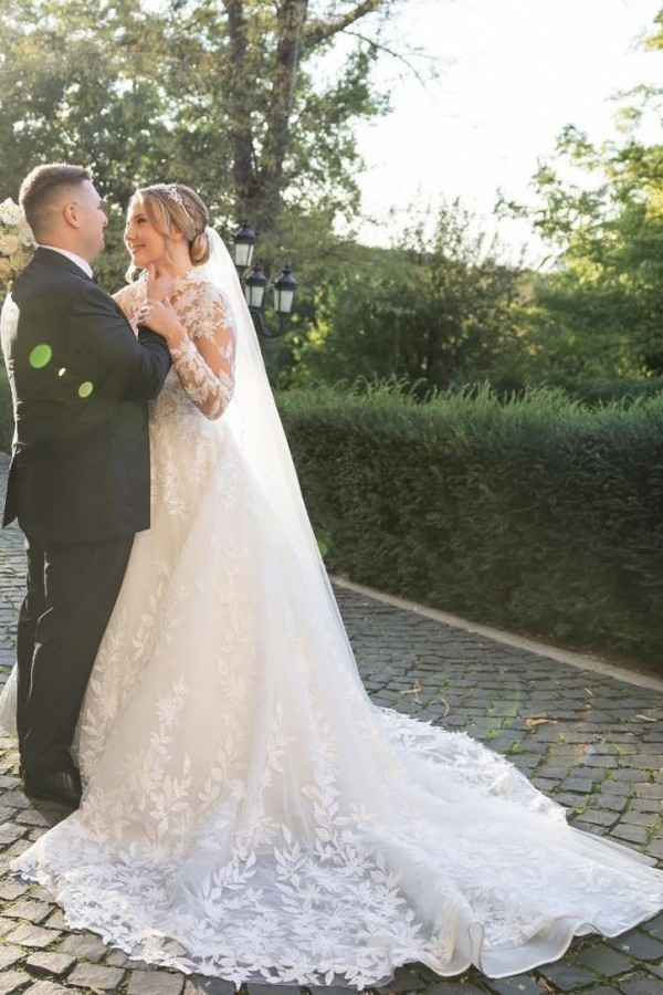 Fashion Spitze Hochzeitskleider A Linie Brautkleider Mit Ärmel