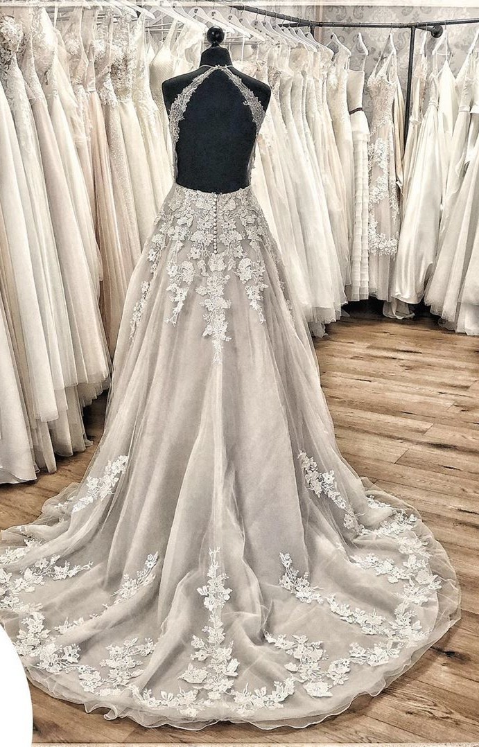 Robe de mariée de créateur ligne A | Magnifiques robes de mariée en dentelle
