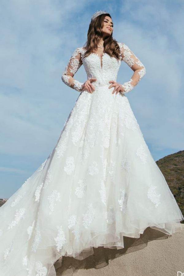 Robe de mariée 2024 dentelles avec manches bonne qualité