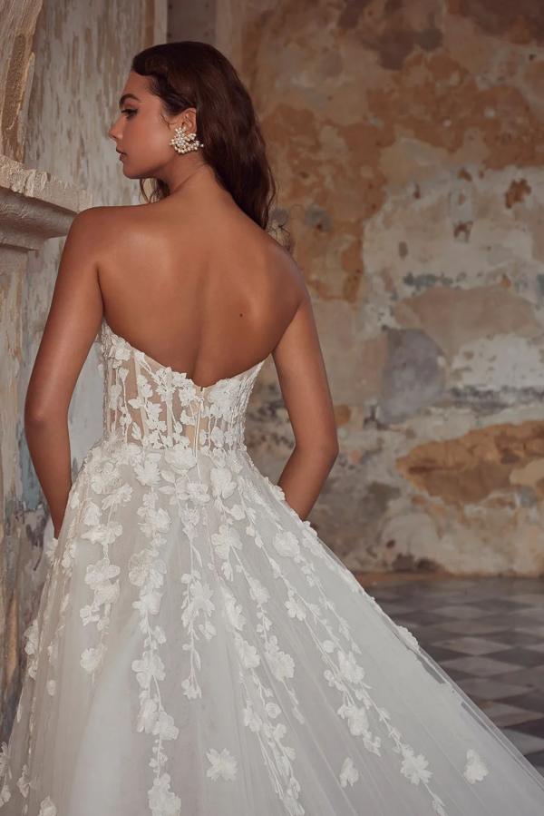 Robe de mariée bustier fleuries avec manches détachable chic