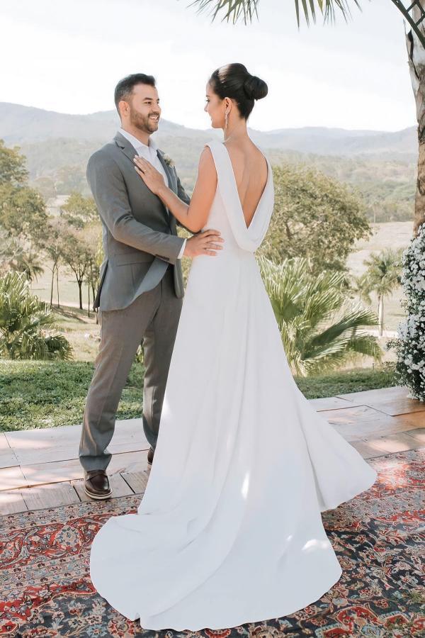 Robes de mariée simples pas cher | Robes de mariée en satin ligne A