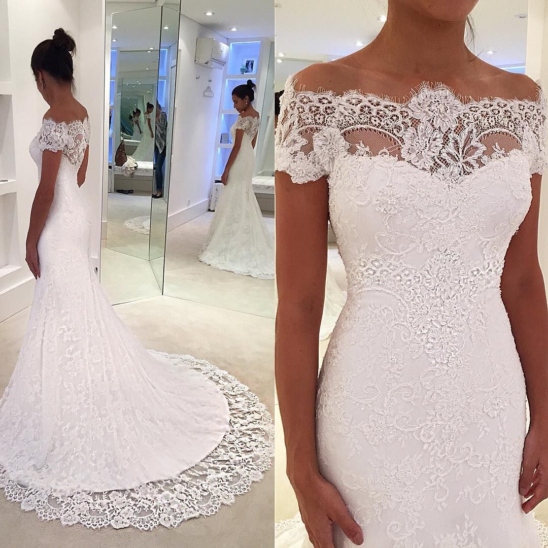 Robe de mariée sirène épaules nues | Robe de mariage trompette dentelle chic