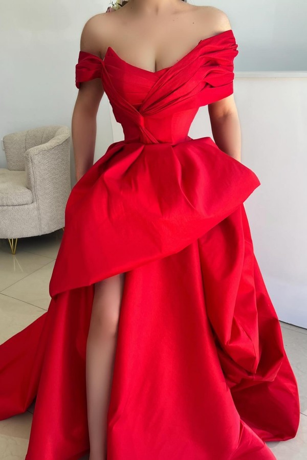 Schlichte Abendkleider Lang Rot Prinzessin Ballkleider Online