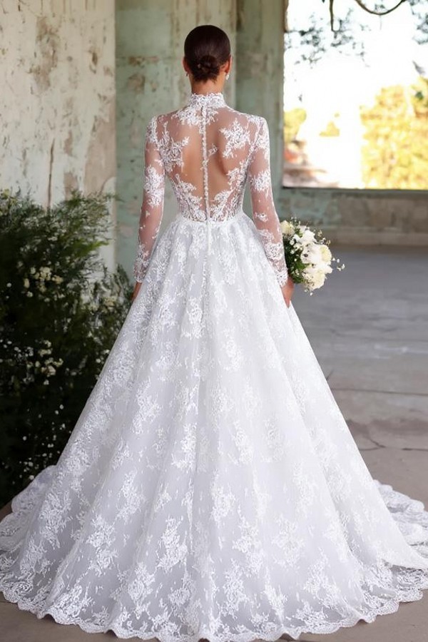 Robe de mariée vintage avec robes de mariée en dentelle A-line