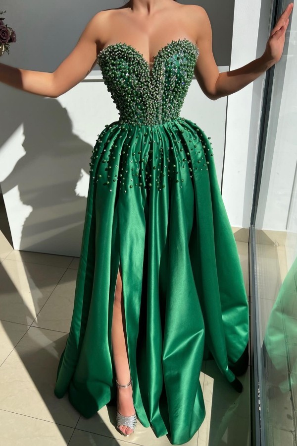 Emerald Grüne Abendkleider Lang Glitzer Ballkleider Abendmoden Online