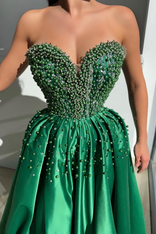 Emerald Grüne Abendkleider Lang Glitzer Ballkleider Abendmoden Online