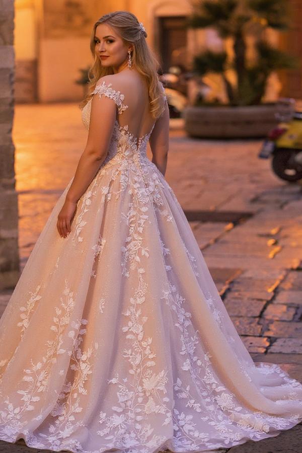 Wunderschöne Hochzeitskleider A Linie | Übergroße Brautkleider Spitze