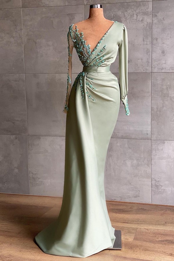 Robes de Bal Longue Vert Menthe | Robes de soirée à manches