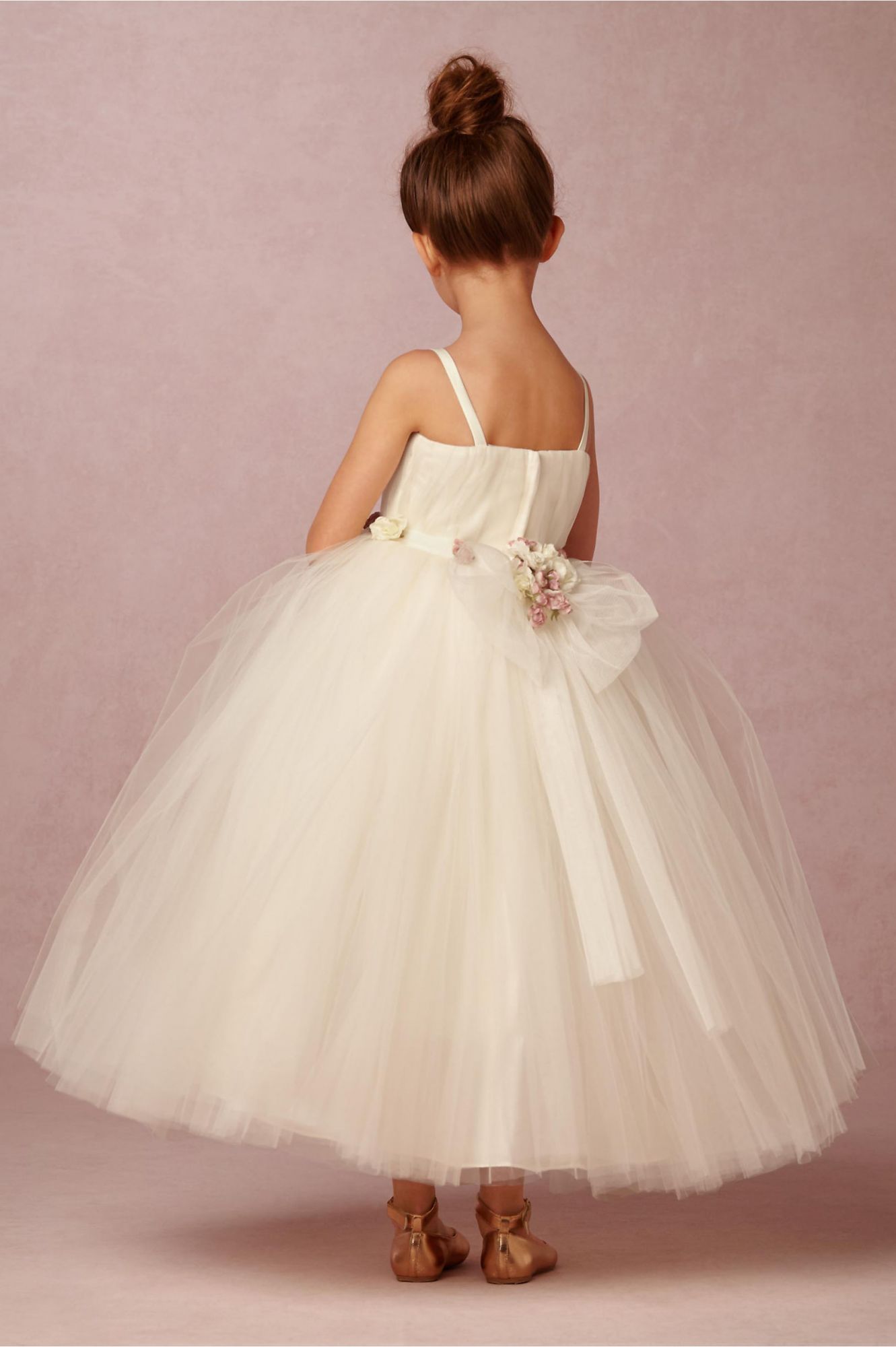 Forme princesse bretelle fleur ceinture avec nœud dans le dos