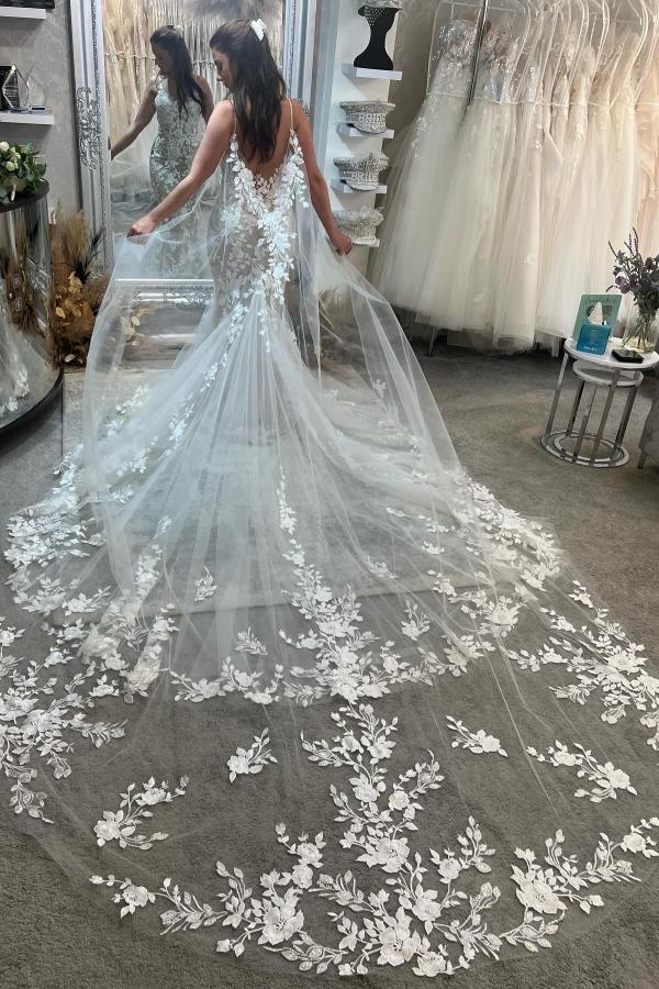 Belles robes de mariée crème | Robes de mariée en dentelle sirène