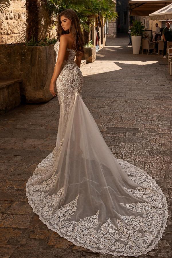 Robe de mariée sirène bustier en dentelle élégante pas cher