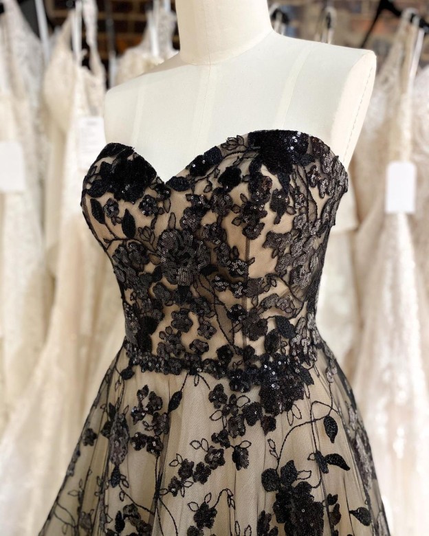 Robes de mariée Sirène Dentelle | Robes de mariée noires pas cher