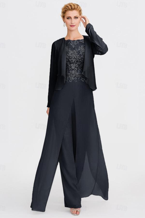 Tailleur-pantalon pour mère de la mariée avec veste Tailleur-pantalon formel long