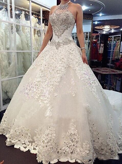 Forme Marquise Traîne mi-longue Dos nu Dentelle 2021 Robes de mariée avec Perle