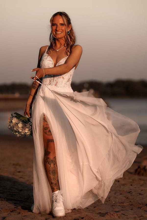 Robes de mariée bohèmes, robes de mariée d'été simples en mousseline de soie, bon marché